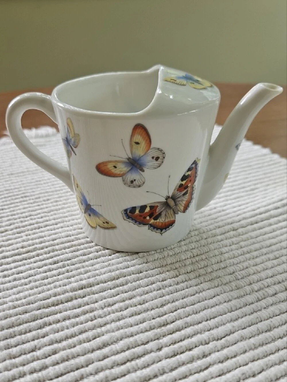 Vintage 1965 Hand-Painted Butterfly Porcelain Creamer – Signed